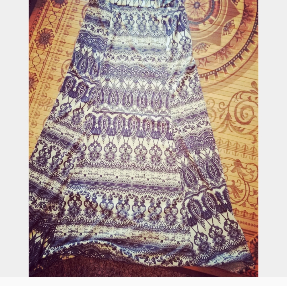 Boho mandala print maxi skirt